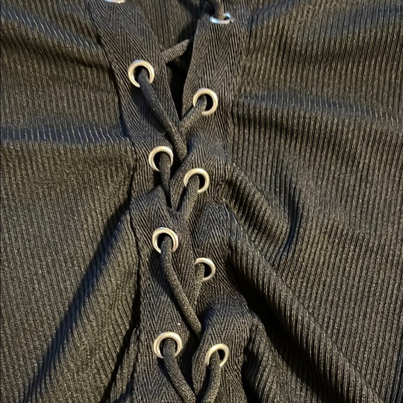 Black Lace-Up Long Sleeve Top - Picture 8 of 9